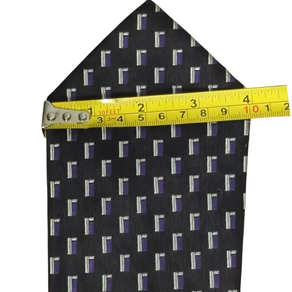 Stylish Polo Ralph‎ Lauren Silk Tie Jacquard Geometric Black Purple White 58x4